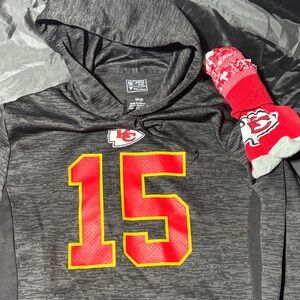 Gray Kansas City Chiefs Hoodie with Red Number 15
